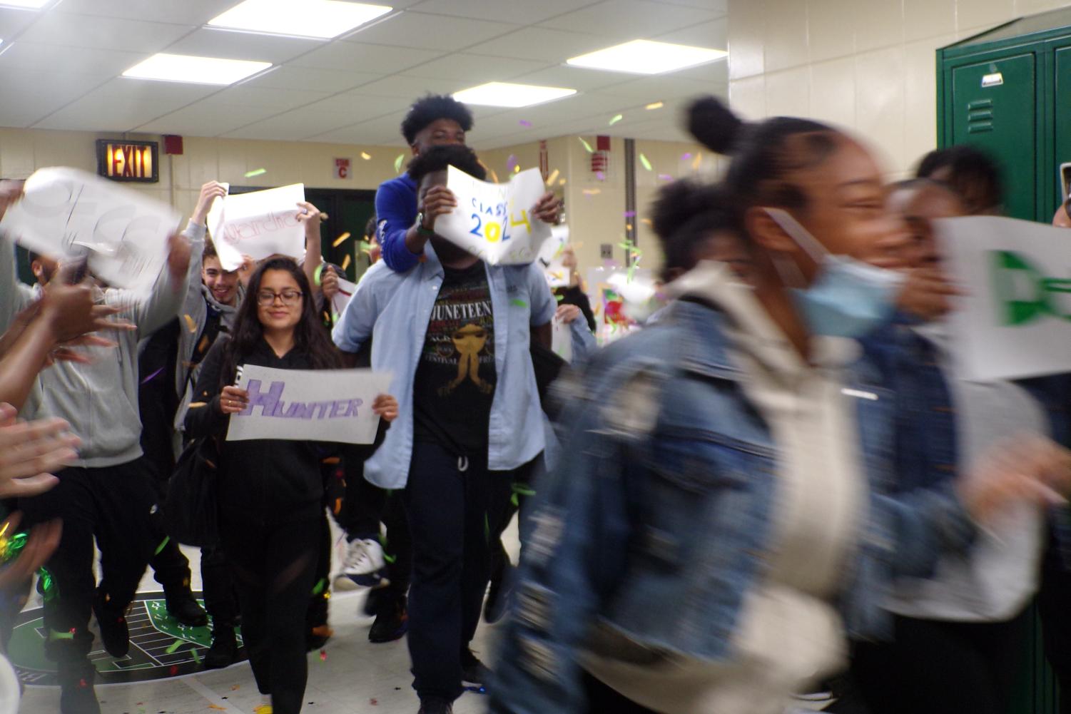 Seniors+celebrate+decision+day+with+march+through+hallways