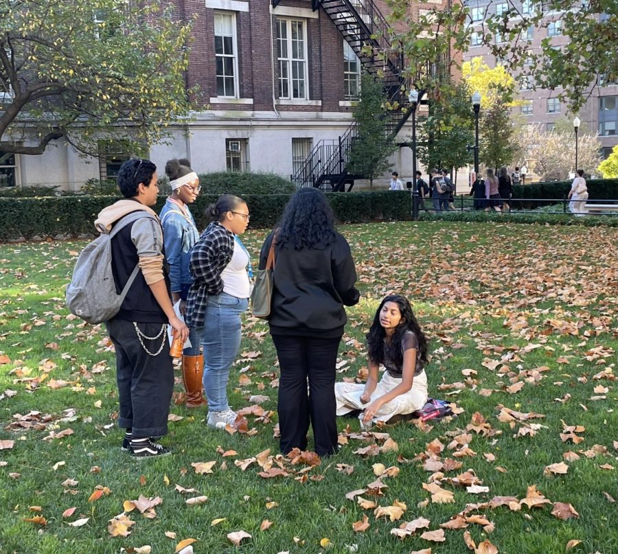 Students practiced their interviewing skills by approaching college students and asking them questions about campus life. 