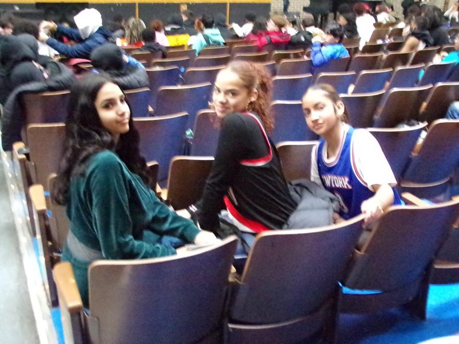 Students await the start of the December town hall.