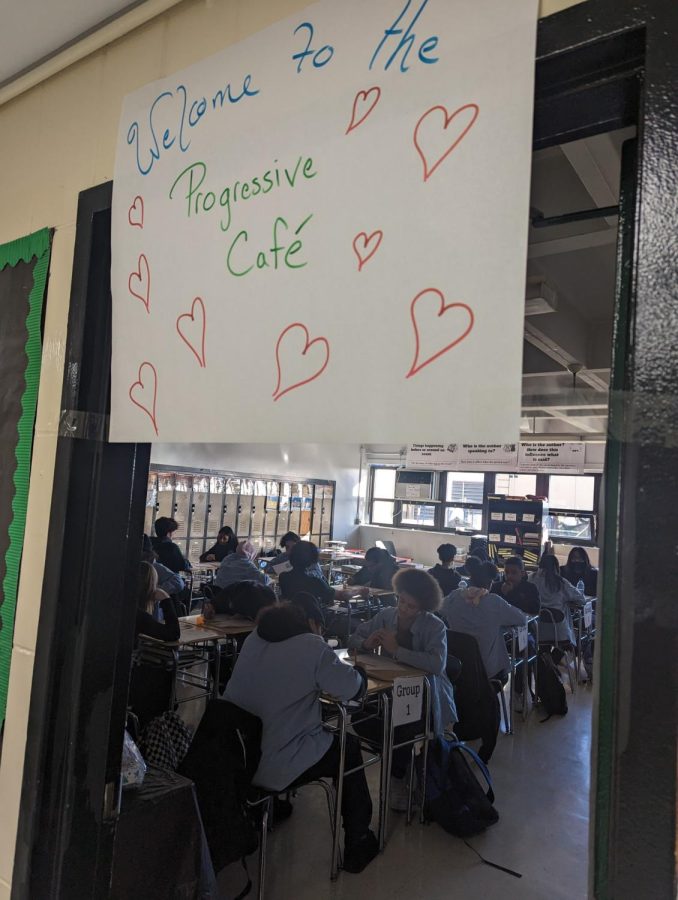 Students in Ms. Dolans AP U.S. History class shared views from the Progressive Era at the Progressive Cafe. 