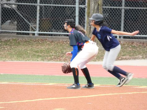Nevaeh Feliciano, a senior, plays third base for the girls varsity  softball team.