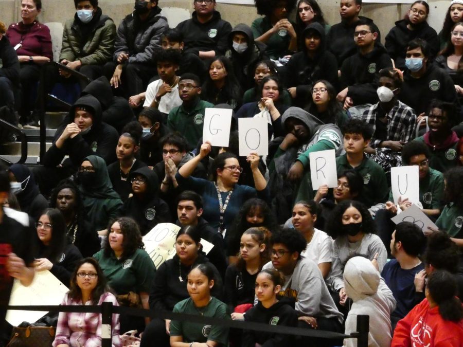 Students of Bronx River High School cheer for each team as they play.