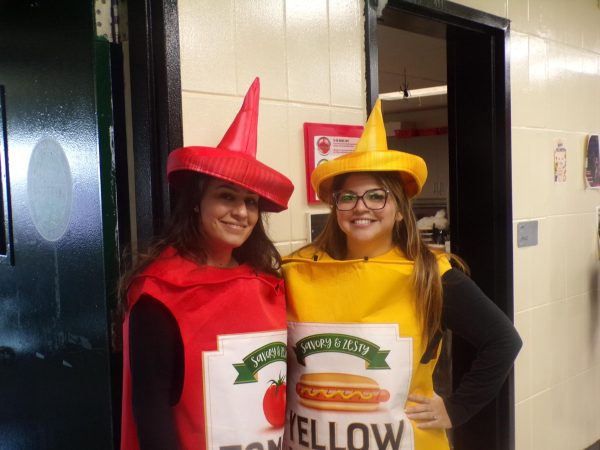 Concepcion Pena and Ashley Rodriguez dressed up as mustard and ketchup for Halloween last year. 