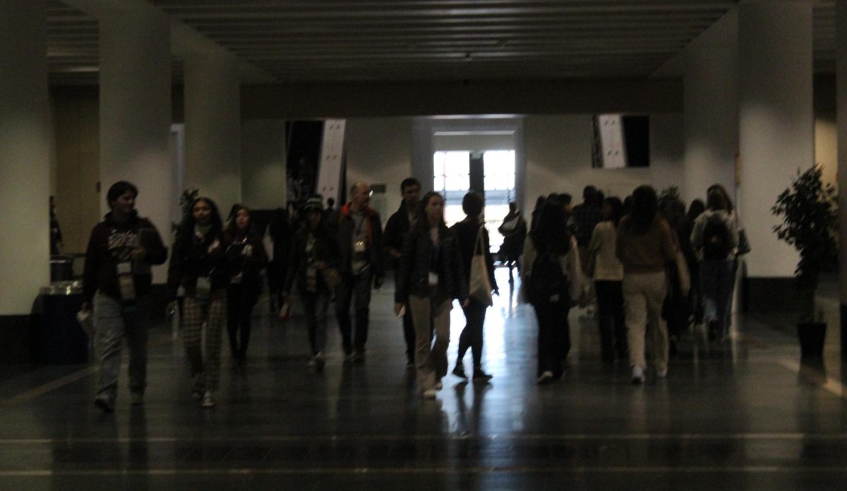 The entrance of the convention center filled with students at 9 am. each day during the convention. 