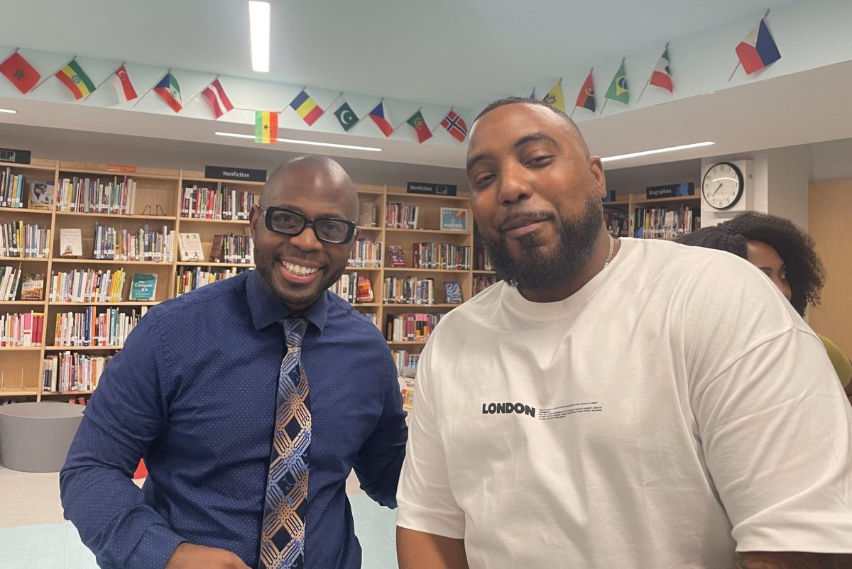 Abraham Zuniga, a math teacher at Bronx River High School, started teaching when Shawn Mims song, This Is Why Im Hot was No. 1. Mr. Zuniga appreciated the practical advice Mims shared with students at the lunch conference in June.