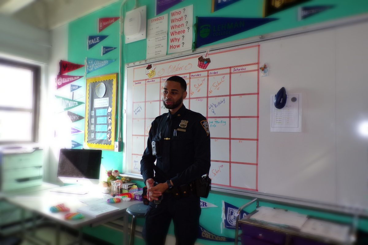 Wandel Rosso, a graduate at BRHS, talks to students about his experiences as a police officer. 