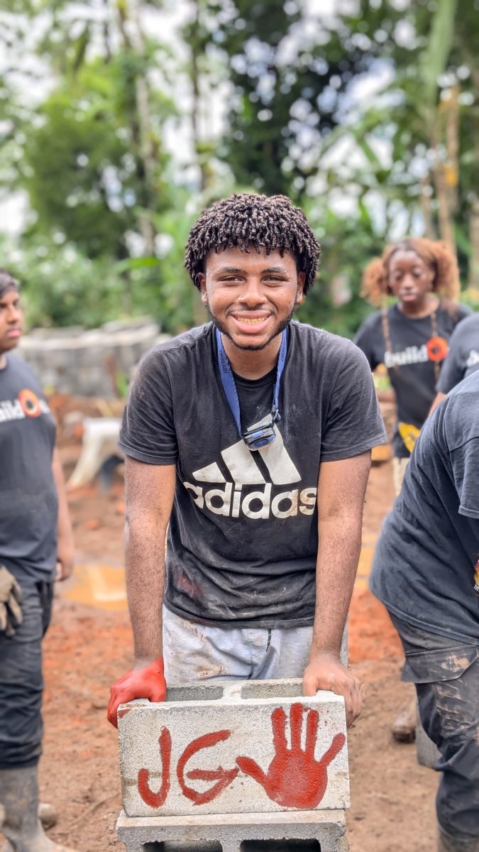 Senior Justin Gomez helped build a foundation for a school in Nicaragua. 