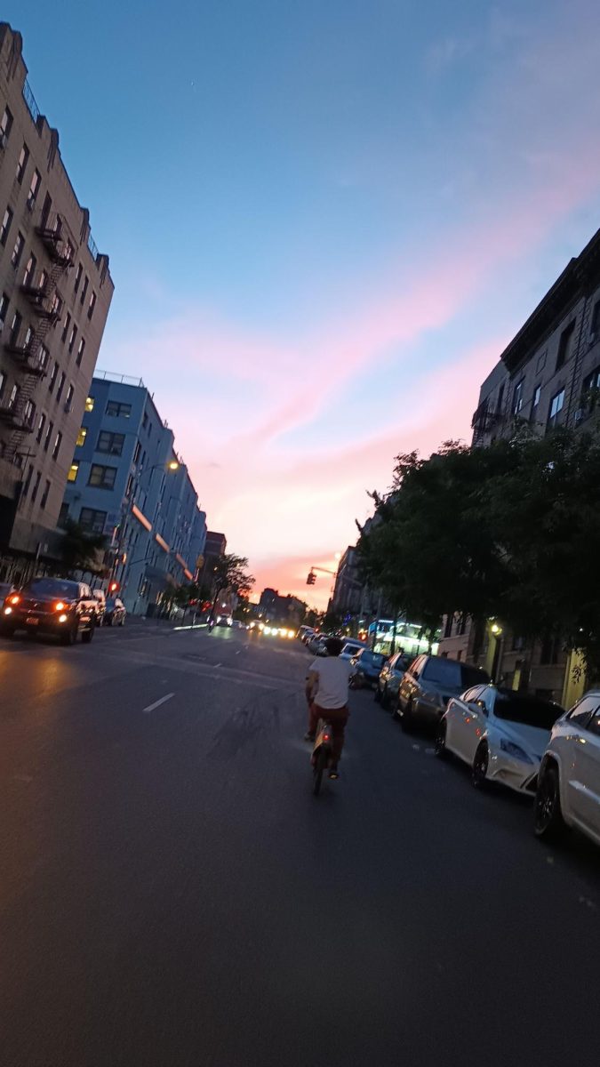 Late night ride under a beautiful sunset in Grand Concourse,New York  