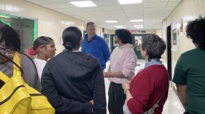 Newspaper staffs from the Urban Assembly School for Applied Math and Science and Bronx River High School  exchanged ideas about scholastic journalism this spring. 