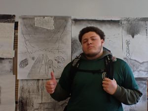Angel Lopez, who was selected as an Artist of the Month, created the Dust Bowl Storm drawing for his U.S. History class.