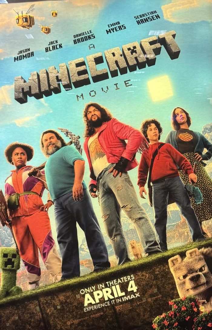 The movie poster for "A Minecraft Movie" at AMC theaters at Bay Plaza. 
