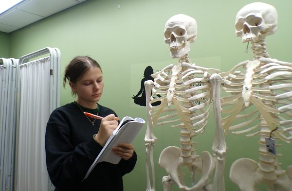 Sumeja Halili, a junior from BRHS, completes STEAM classwork.
