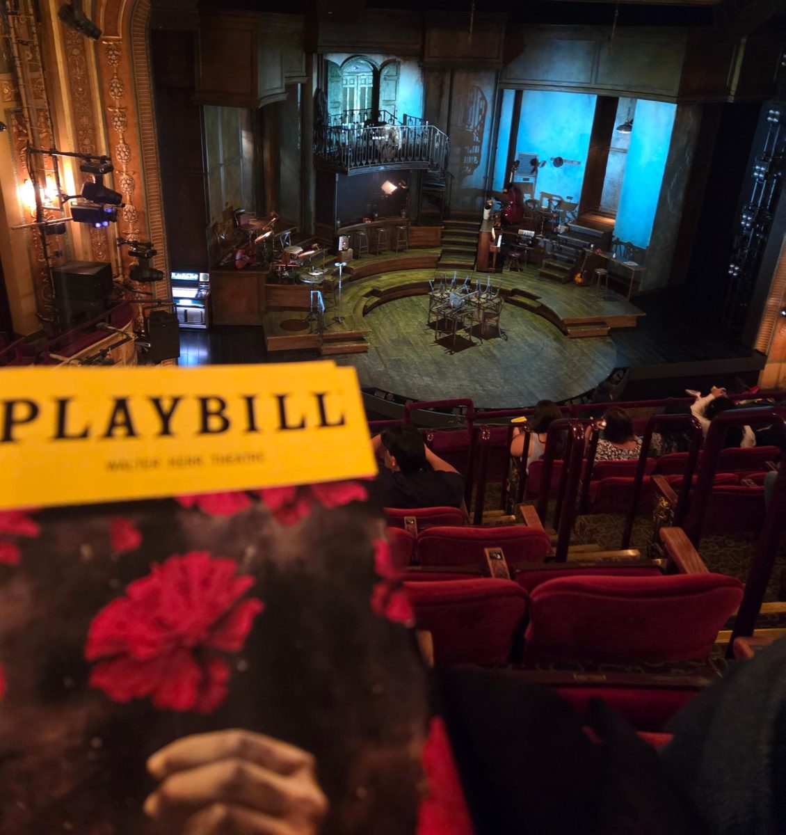Inside  the Walter Kerr Theater, the audience waits for the play to start.