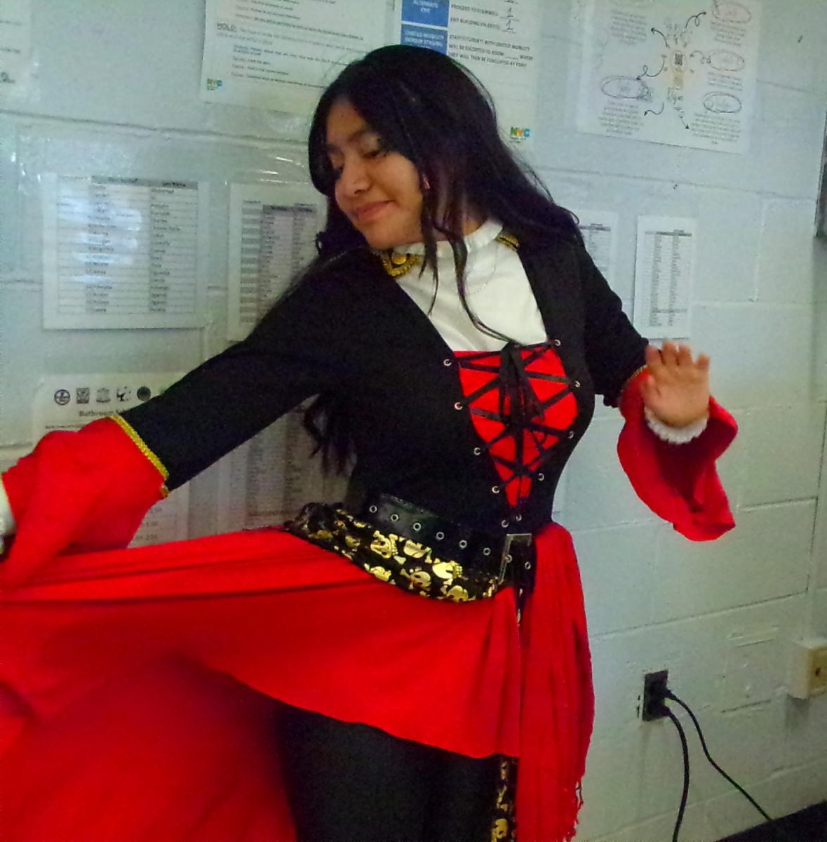 Halloween is one of the school's favorite spirit days because students get to wear costumes. Last year, Marie Coatl Camacho wore a pirate costume.