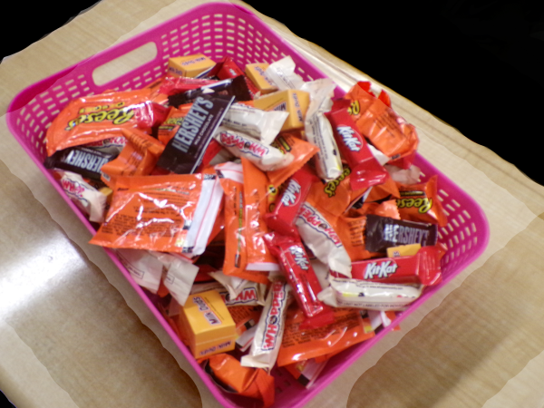 Students are looking forward to enjoying candy on Halloween. 