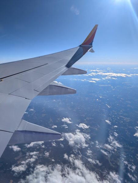 A clear view greets passengers sitting by a window seat on the Southwest flight from Nashville to LaGuardia on the afternoon of Nov. 16.