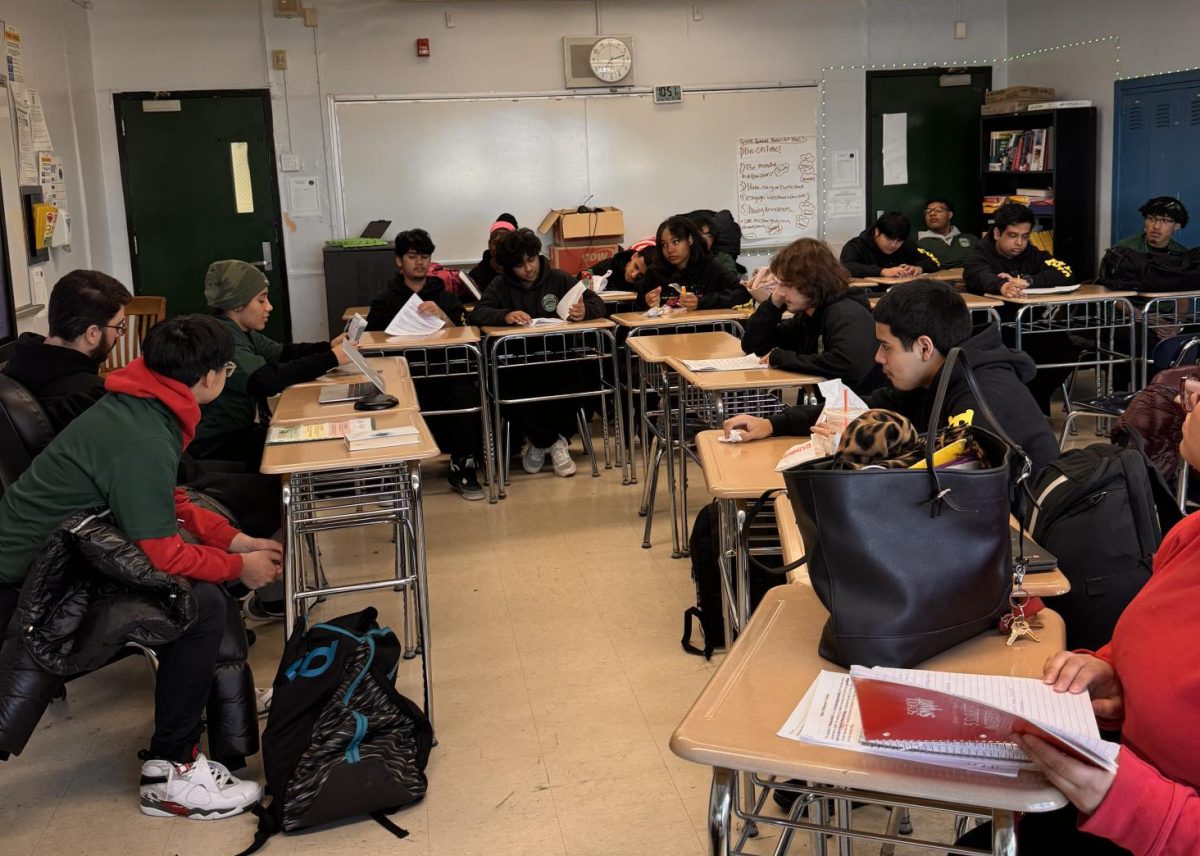 Seniors in government classes participated in a mock trial in December. Social studies teacher Marco Pompa served as the judge. 