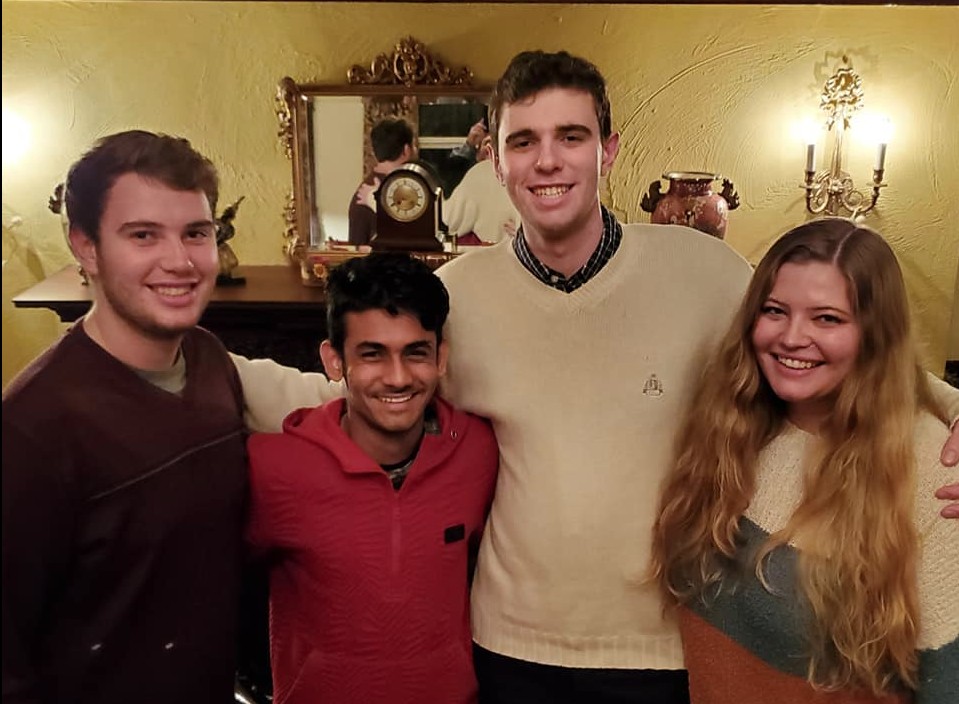 Gregory Fucheck's children, Thomas, Gregory Jr. and Margaret,  pose for a family photo with an Indian immigrant the family took in so he could graduate from Bronx River High School in 2020. The name of the student, who now works in California, is being withheld to protect his identity. 
(Photo courtesy of Gregory Fucheck)