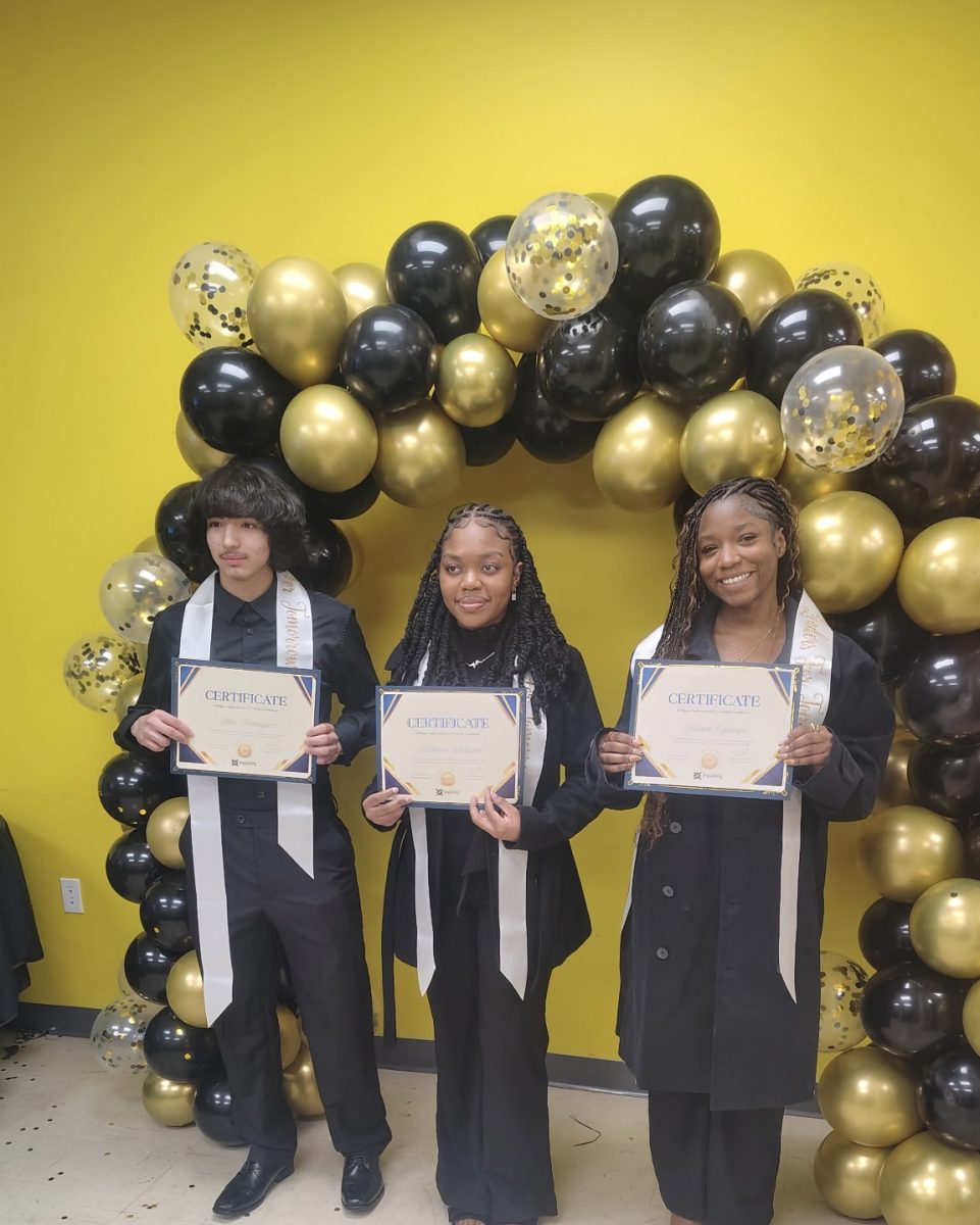  From left, Elias Rodriguez Lathania Williams and and Naomi Oyenuga. receive their LIFT certificates. (Photo courtesy of LIFT)