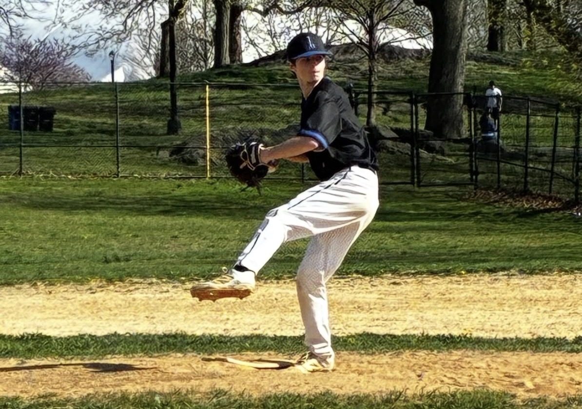 Avery Kelly, a transfer student, pitches for the Lehman Lions baseball team. 
Photo courtesy of Lehman Athletics