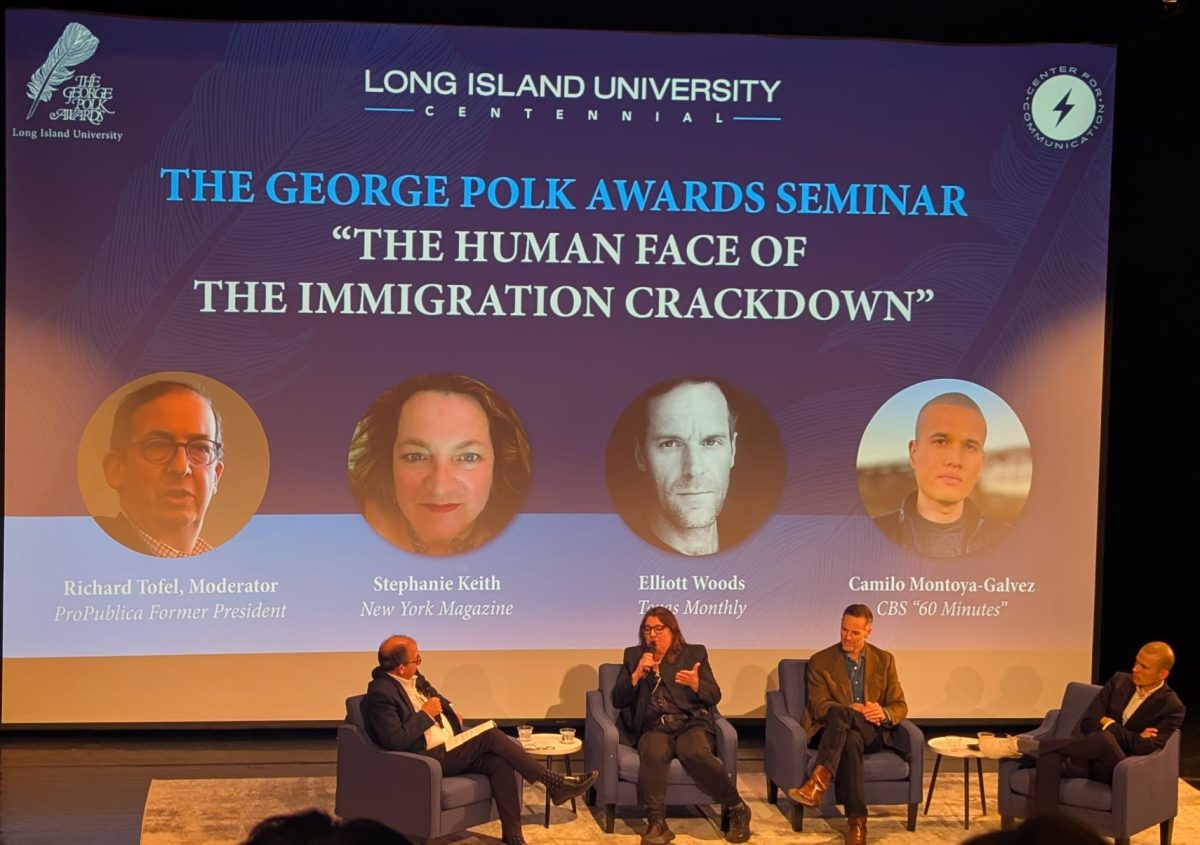 National journalists covering the immigration issue shared their views during a discussion at a seminar in Brooklyn. Richard Tofel, former ProPublica president, moderated the discussion between Elliott Woods of Texas Monthly, Stephanie Keith of New York Magazine and Camilo Montoya-Galvez of CBS “60 Minutes.''